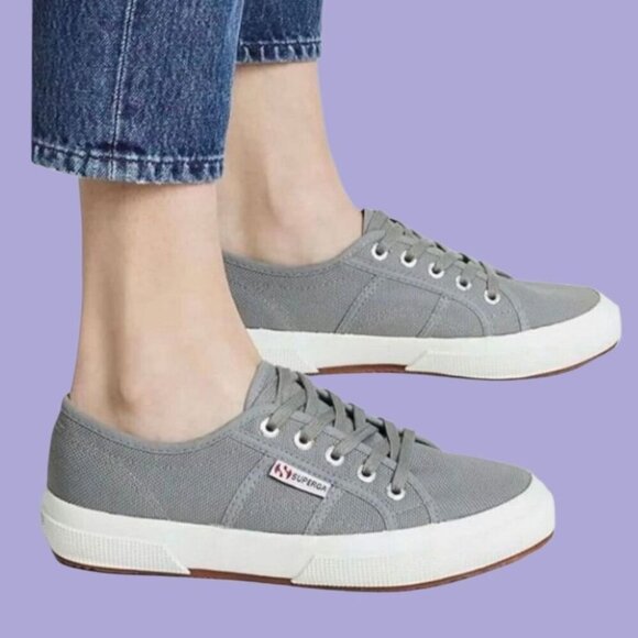Superga 2750 Cotu Classic Grey Sage Canvas Lace-Up Sneakers Size 9.5 - Picture 4 of 16